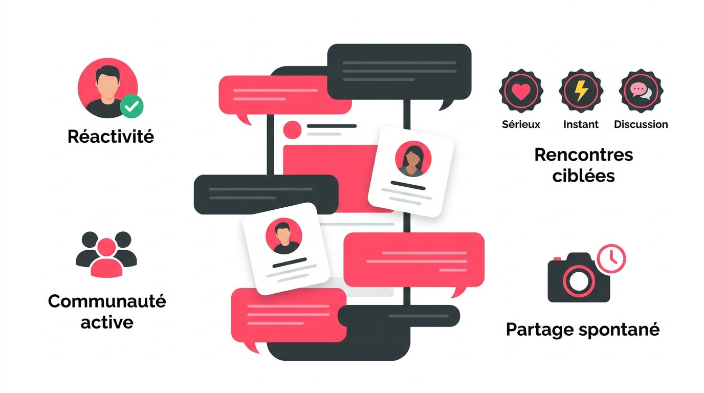 Infographie montrant l'activité de la communauté Onlydate et les badges d'intention