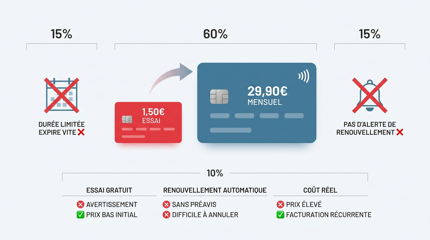 Graphique illustrant le passage du tarif d'essai au prix de l'abonnement premium Spiice